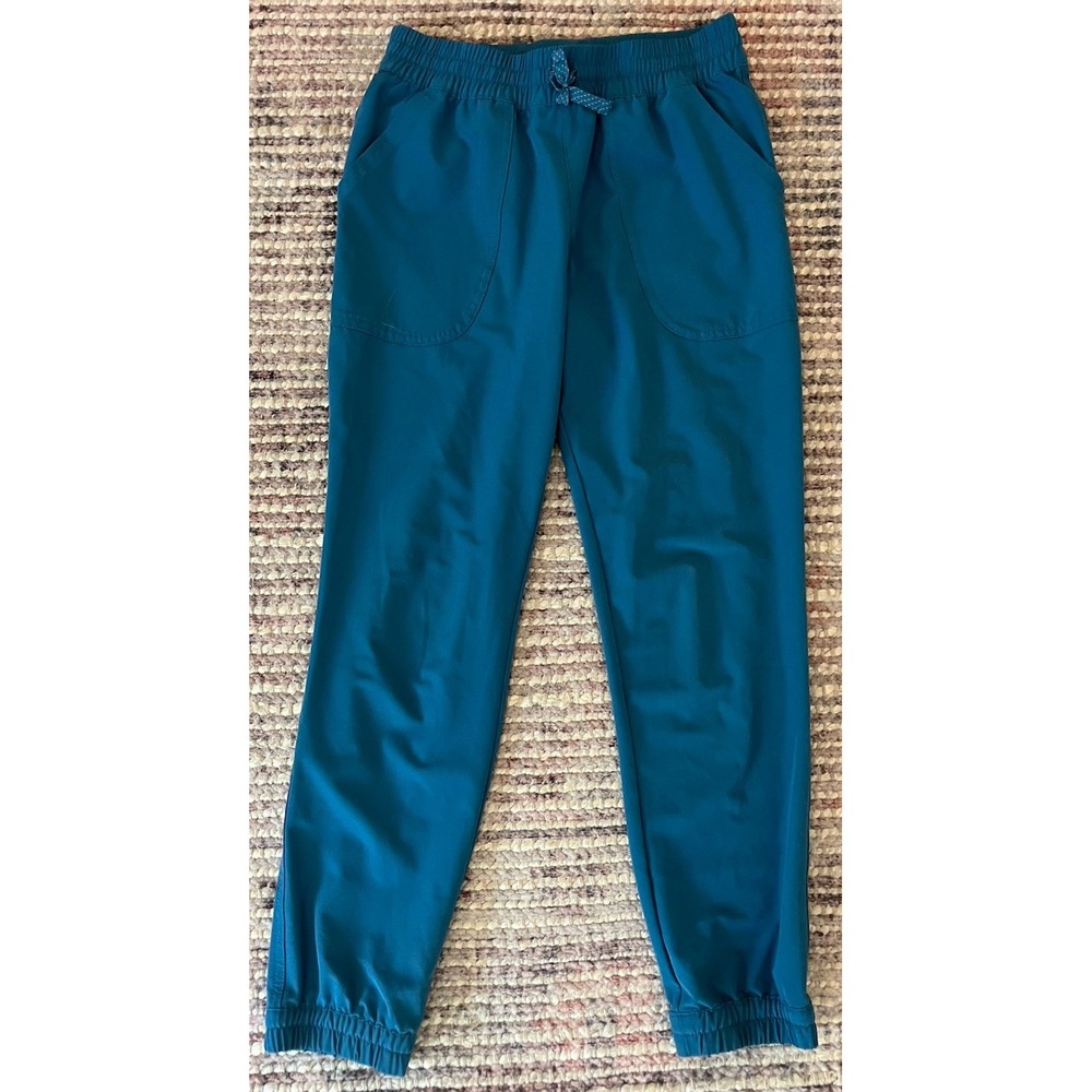 Patagonia Girls Jogger Pants Large 12 Youth Teal Pockets EUC Elastic Waist